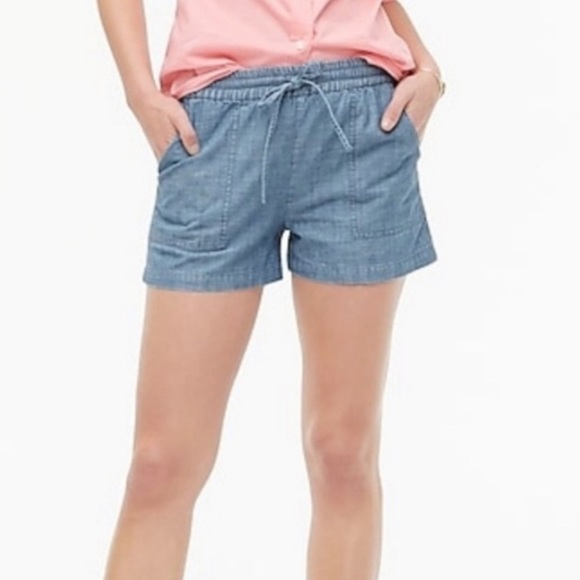 J CREW Chambray Drawstring Pull On Shorts